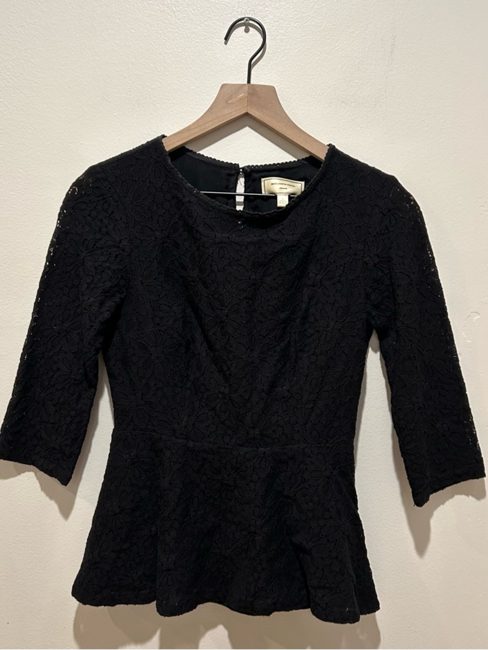 Moulinette Soeurs by Anthropologie Black Lace Peplum Top - Women’s Size 2
